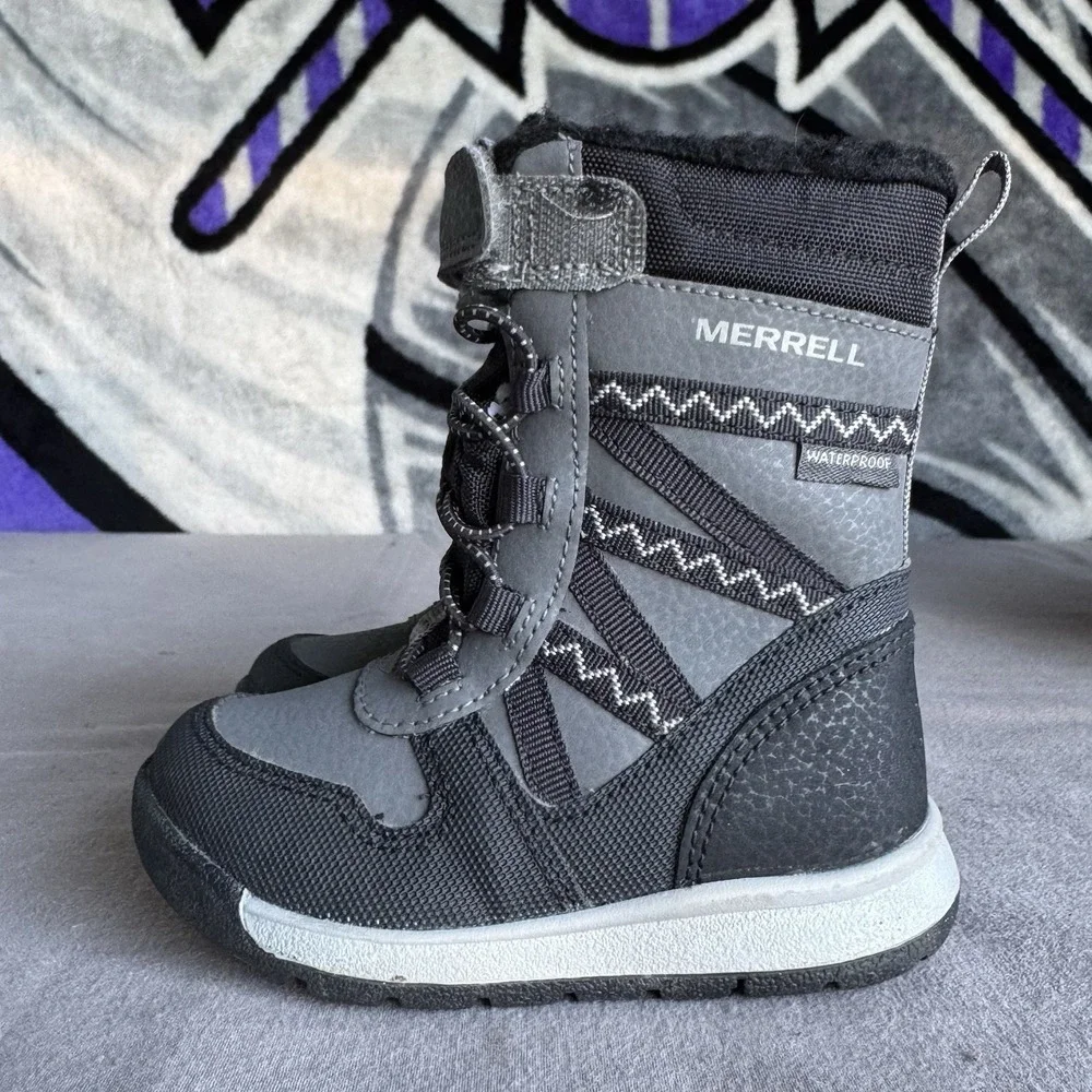 Size 5c - Merrell Snow Quest Lite 3.0 Winter Boots‎ Grey Black Kids ML263130